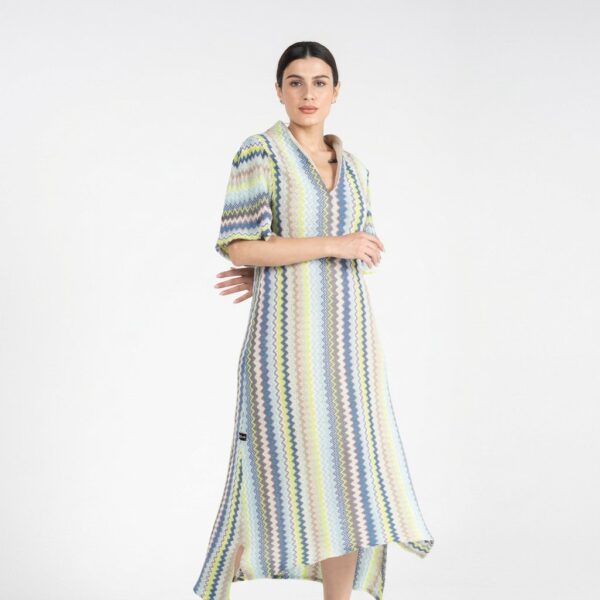 Multicolor Striped Ribbed Dress