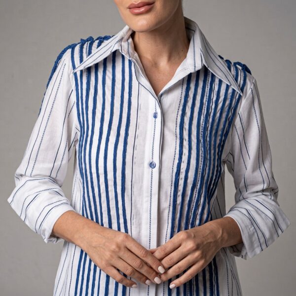 Blue and White Striped Turkish Cotton Dress